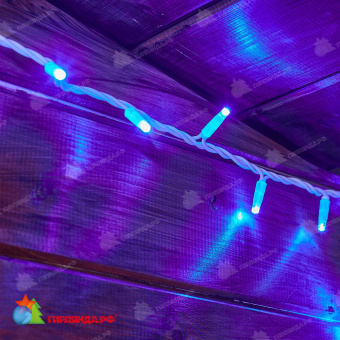 Гирлянда Нить 10 м., 120 LED, синий, с мерцанием, белый резиновый провод (Каучук), с защитным колпачком. 10-3791