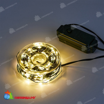 Гирлянда светодиодная "Роса", 30м. 300 LED. Теплый белый свет. Провод зеленый. 10-3818