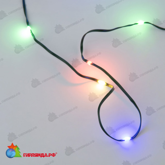 Гирлянда светодиодная "Полоса", 10м. 100 LED. Разноцветный свет. Провод зеленый. 10-3614
