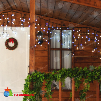 Гирлянда Бахрома 3х0.7 м., 200 LED, холодный белый, с мерцанием, черный резиновый провод (Каучук), с защитным колпачком. 10-3692.