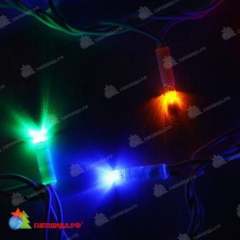 Гирлянда Нить 10 м., 120 LED, мульти, с контроллером, белый резиновый провод (Каучук), с защитным колпачком. 10-3731.