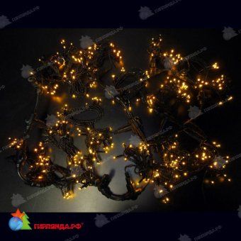 Гирлянда светодиодный занавес 2х5 м., 1140 LED, желтый, без мерцания, черный ПВХ провод (Без колпачка). 11-1100