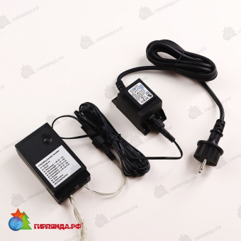 Гирлянда Нить 10 м., 200 LED, мульти, с эффектом бегущий огонь, контроллер, прозрачный провод (силикон), 24В. 04-3417