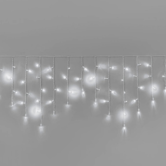 Гирлянда Бахрома 3х0.6м., 108 LED, холодный белый, с мерцанием, белый резиновый провод (Каучук), с защитным колпачком. 16-1015
