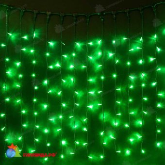 Гирлянда светодиодный занавес 2x1 м., 200 LED, зеленый, без мерцания, черный ПВХ провод 24В. 04-3284