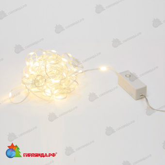 Гирлянда светодиодная "Полоса", 10м. 100 LED. Теплый белый свет. Провод прозрачный. 10-3618