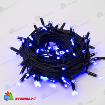 Гирлянда Нить 10 м., 120 LED, синий, с контроллером, черный резиновый провод (Каучук), с защитным колпачком. 10-3787