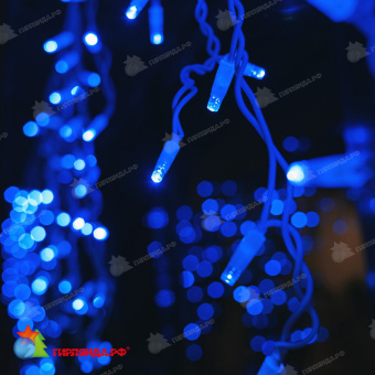 Гирлянда Бахрома 3х0.7 м., 200 LED, синий, с мерцанием, белый резиновый провод (Каучук), с защитным колпачком. 10-3693.