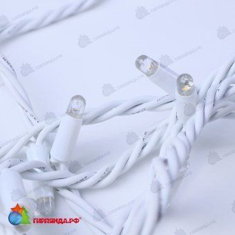 Гирлянда Нить 10 м., 100 LED, теплый белый, без мерцания, белый резиновый провод (Каучук), с защитным колпачком. 06-3065