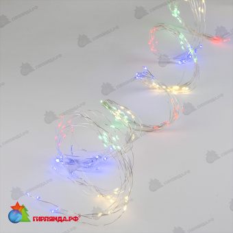 Светодиодная гирлянда "Роса", 1.2 м., 10 нитей, 120 LED, мульти, прозрачный провод. 10-3742.