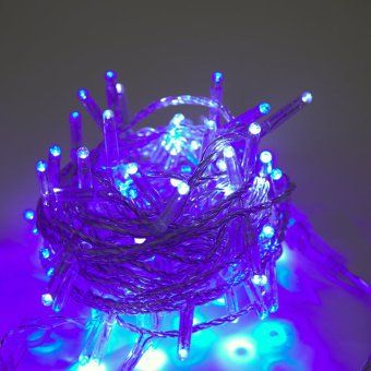 Гирлянда Нить, 10м., 100 LED, двухцветная, холодный белый/синий, без мерцания, прозрачный ПВХ провод с защитным колпачком, 05-1978