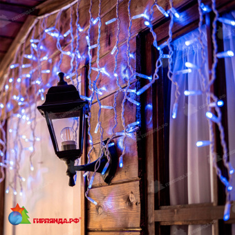 Гирлянда Бахрома 3х0.7 м., 200 LED, синий, без мерцания, белый резиновый провод (Каучук), с защитным колпачком. 10-3784