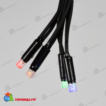 Гирлянда светодиодный занавес 3х2 м., 240 LED, мульти, с мерцанием, черный резиновый провод (Каучук), с защитным колпачком. 10-3716.