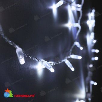 Гирлянда Нить 10 м., 100 LED, холодный белый, с мерцанием, прозрачный ПВХ провод с защитным колпачком. 06-3160