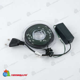 Гирлянда светодиодная "Полоса", 10м. 100 LED. Теплый белый свет. Провод зеленый. 10-3615