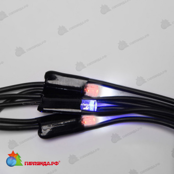 Светодиодная сетка 2х1.5 м., 288 LED, красно-синий, без мерцания, черный резиновый провод (Каучук), с защитным колпачком. 10-3708.