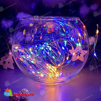 Светодиодная гирлянда "Роса", 10 м., 100 LED, мульти, медный провод. 10-3748.