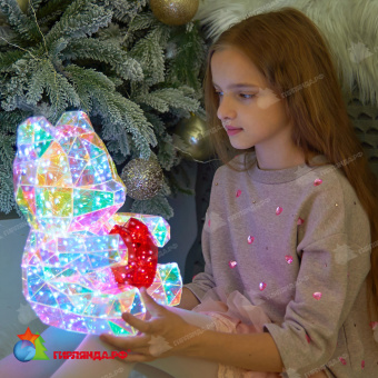 Светильник декоративный «Мишка с сердцем», с USB проводом. 200 LED. Белый свет. Цвет корпуса радужный. 10-3857
