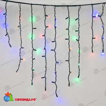 Гирлянда Бахрома 3х0.7 м., 200 LED, мульти, с мерцанием, черный резиновый провод (Каучук), с защитным колпачком. 10-3690.