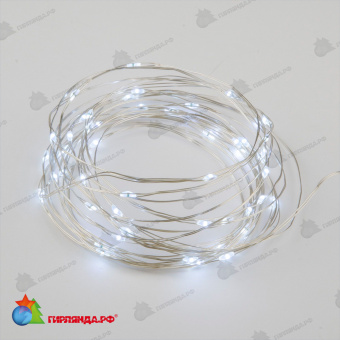 Гирлянда светодиодная на батарейках, «Роса», 5м. 50 LED. Белый свет. Провод медный. 10-3837