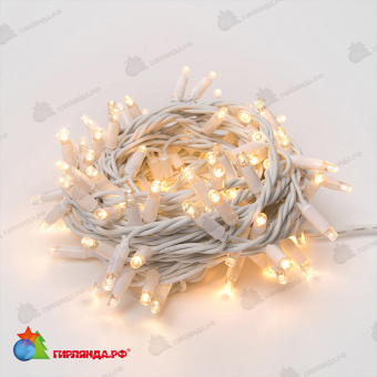 Гирлянда Нить 10 м., 120 LED, теплый белый, с мерцанием, белый резиновый провод (Каучук), с защитным колпачком. 10-3740.