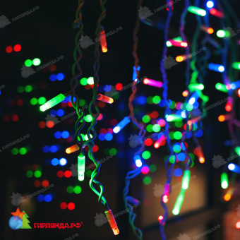Гирлянда Бахрома 3х0.7 м., 200 LED, мульти, с мерцанием, белый резиновый провод (Каучук), с защитным колпачком. 10-3694.