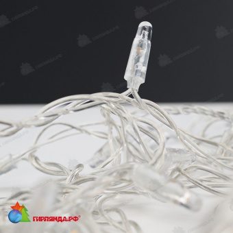 Гирлянда Нить 10 м., 100 LED, Теплый Белый, с мерцанием Холодный Белый, прозрачный ПВХ провод с защитным колпачком, 220В, 06-3159