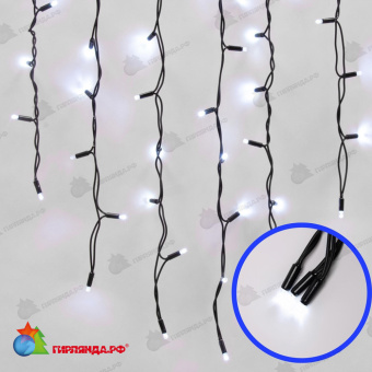 Гирлянда Бахрома 3х0.7 м., 200 LED, холодный белый, с мерцанием, черный резиновый провод (Каучук), с защитным колпачком. 10-3692.