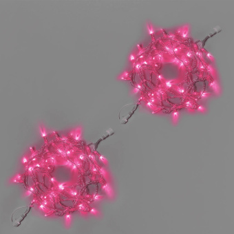 Гирлянда Нить 10 м., 100 LED, розовый, без мерцания, прозрачный ПВХ провод, с защитным колпачком. 16-1073