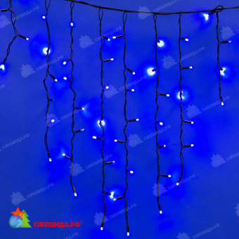 Гирлянда Бахрома 3х0.7 м., 200 LED, синий, с мерцанием, черный резиновый провод (Каучук), с защитным колпачком. 10-3689.