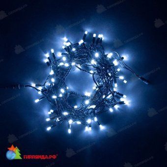 Гирлянда Нить 10 м., 100 LED, холодный белый, с мерцанием Холодный Белый, с защитным колпачком, черный ПВХ провод, 24В. 04-3457