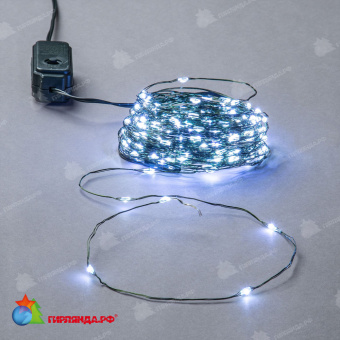 Гирлянда светодиодная "Роса", 100м. 1000 LED. Белый свет. Провод зеленый. 10-3624