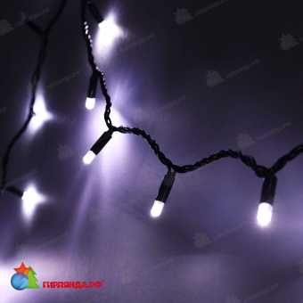 Гирлянда Нить 10 м., 100 LED, холодный белый, с мерцанием Холодный Белый, с защитным колпачком, черный ПВХ провод, 24В. 04-3457