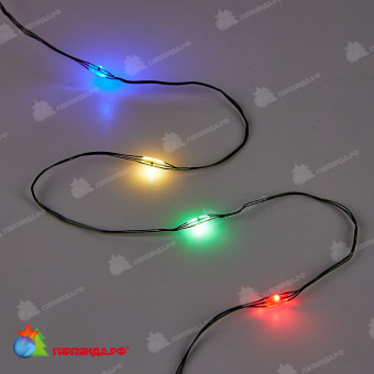 Гирлянда светодиодная "Роса", 30м. 300 LED. Разноцветный свет. Провод зеленый. 10-3817