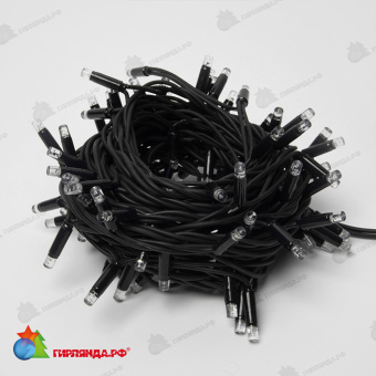 Гирлянда Нить 10 м., 120 LED, мульти, с мерцанием, черный резиновый провод (Каучук), с защитным колпачком. 10-3737.