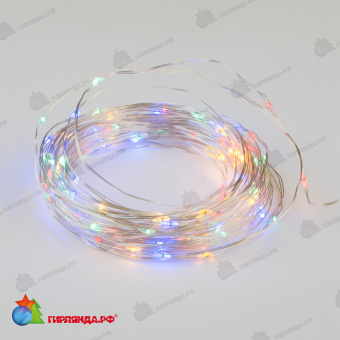 Светодиодная гирлянда "Роса", 10 м., 100 LED, мульти, медный провод. 10-3748.