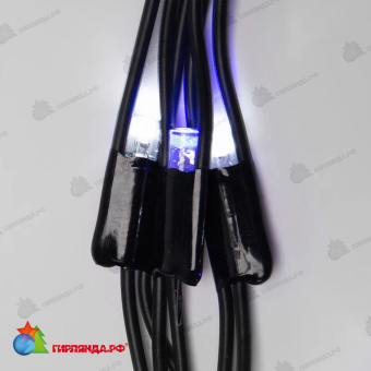 Светодиодная сетка 2х1.5 м., 288 LED, бело-синий, без мерцания, черный резиновый провод (Каучук), с защитным колпачком. 10-3709.