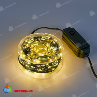 Гирлянда светодиодная "Роса", 100м. 1000 LED. Теплый белый свет. Провод зеленый. 10-3623