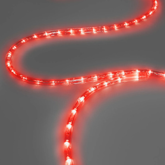 Светодиодный дюралайт LED, 2-х проводной, красный, без мерцания, кратность резки 0,5 метра, диаметр 13 мм, 24В, 100 м. 16-1189