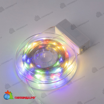 Гирлянда светодиодная "Полоса", 10м. 100 LED. Разноцветный свет. Провод прозрачный. 10-3617