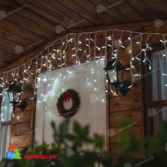 Гирлянда Бахрома 3х0.7 м., 200 LED, холодный белый, без мерцания, белый резиновый провод (Каучук), с защитным колпачком. 10-3687.