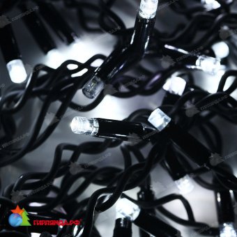 Гирлянда Бахрома 3х0.7 м., 200 LED, холодный белый, с мерцанием, черный резиновый провод (Каучук), с защитным колпачком. 10-3692.