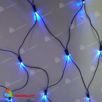 Светодиодная сетка, 2.4х1.2м., 180 LED, без мерцания, синий, черный провод. 13-1270