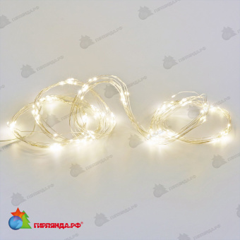Гирлянда светодиодная «Лучи росы» на батарейках, 2м. 10 нитей. 200 LED. Теплый белый свет. Провод прозрачный. 10-3827