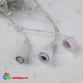 Гирлянда Нить 10 м., 100 LED, теплый белый, без мерцания, прозрачный ПВХ провод с защитным колпачком. 06-3055