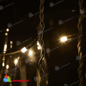 Гирлянда светодиодный занавес 3х2 м., 240 LED, теплый белый, с мерцанием, черный резиновый провод (Каучук), с защитным колпачком. 10-3719.