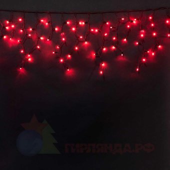 Гирлянда Бахрома, 3х0.5 м., 112 LED, красный, без мерцания, черный ПВХ провод. 07-3447