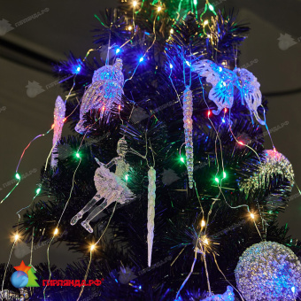 Светодиодная гирлянда "Роса", 2 м., 10 нитей, 200 LED, мульти, прозрачный провод. 10-3743.