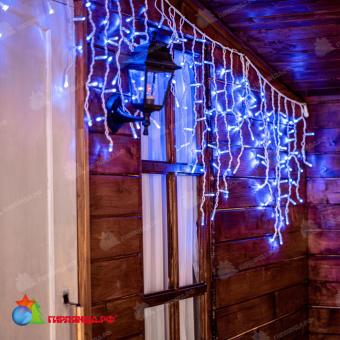 Гирлянда Бахрома 3х0.7 м., 200 LED, синий, без мерцания, белый резиновый провод (Каучук), с защитным колпачком. 10-3784