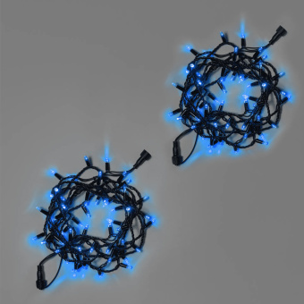 Гирлянда Нить 10 м., 100 LED, синий, без мерцания, черный резиновый провод, с защитным колпачком. 16-1095